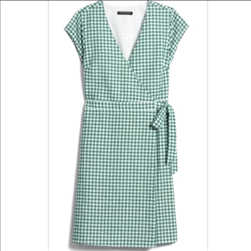 Banana Republic gingham wrap dress.